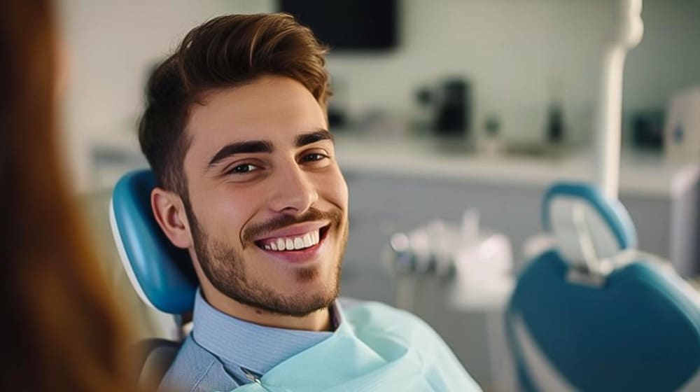 Happy patient after tooth extraction healing