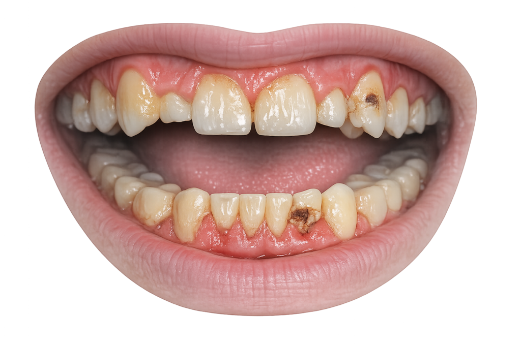 Close-up of pink gums after gum depigmentation