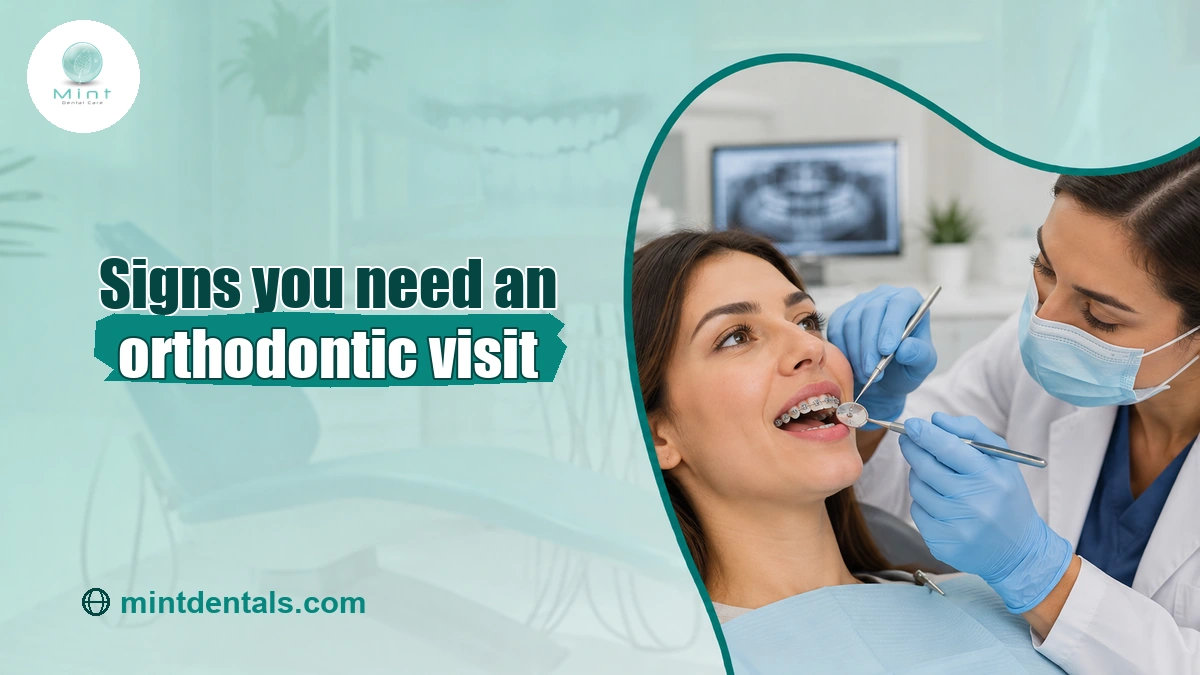 Orthodontist examining a painful braces bracket