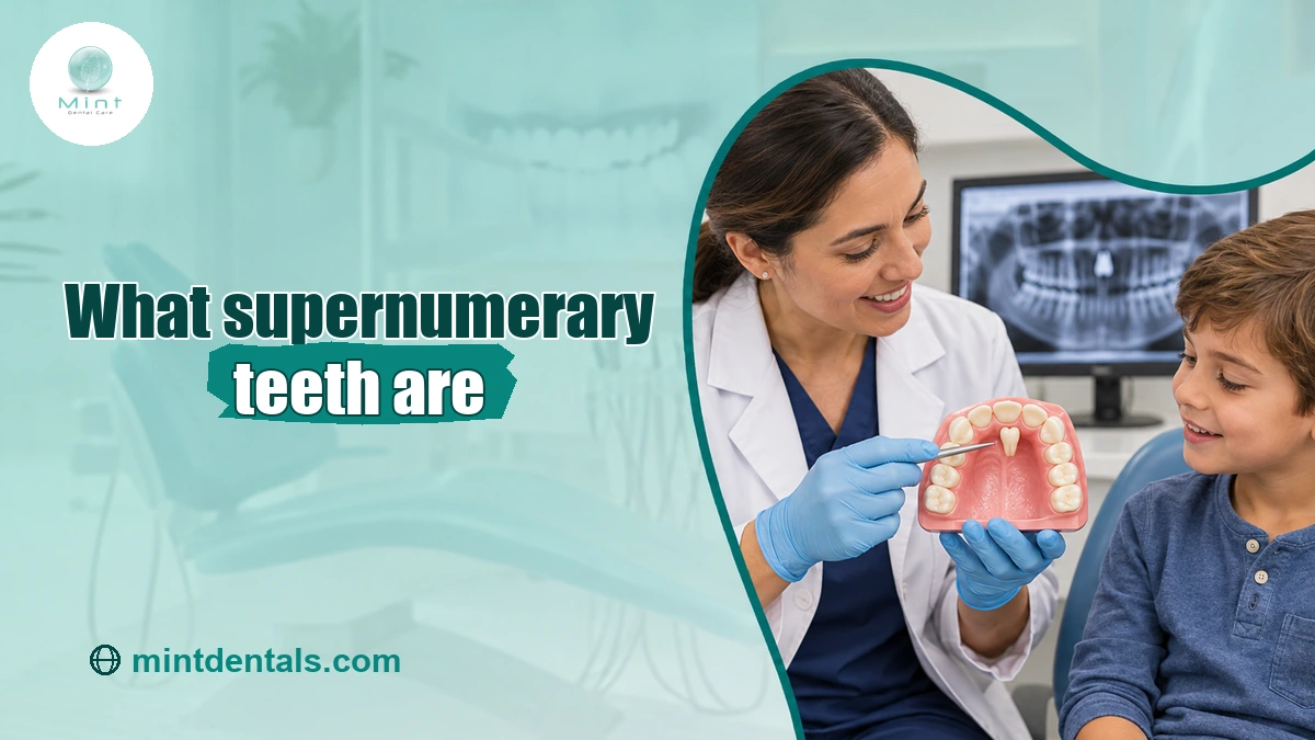 Dentist explaining supernumerary teeth to a child