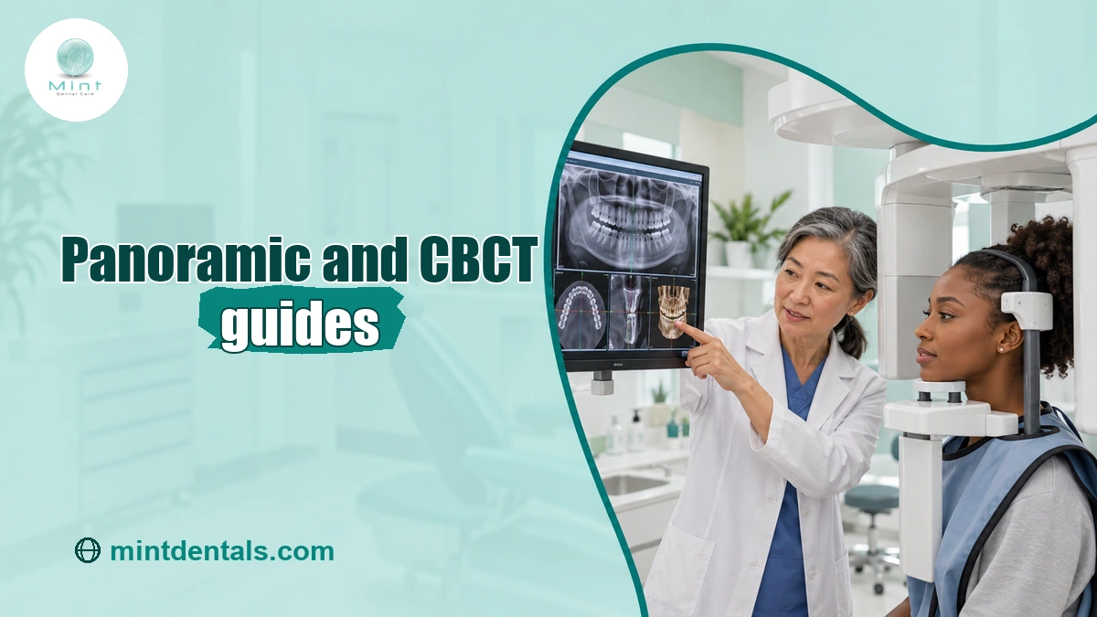 Patient positioned for a CBCT dental scan