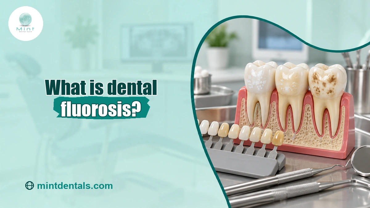 Tooth models showing mild and severe dental fluorosis