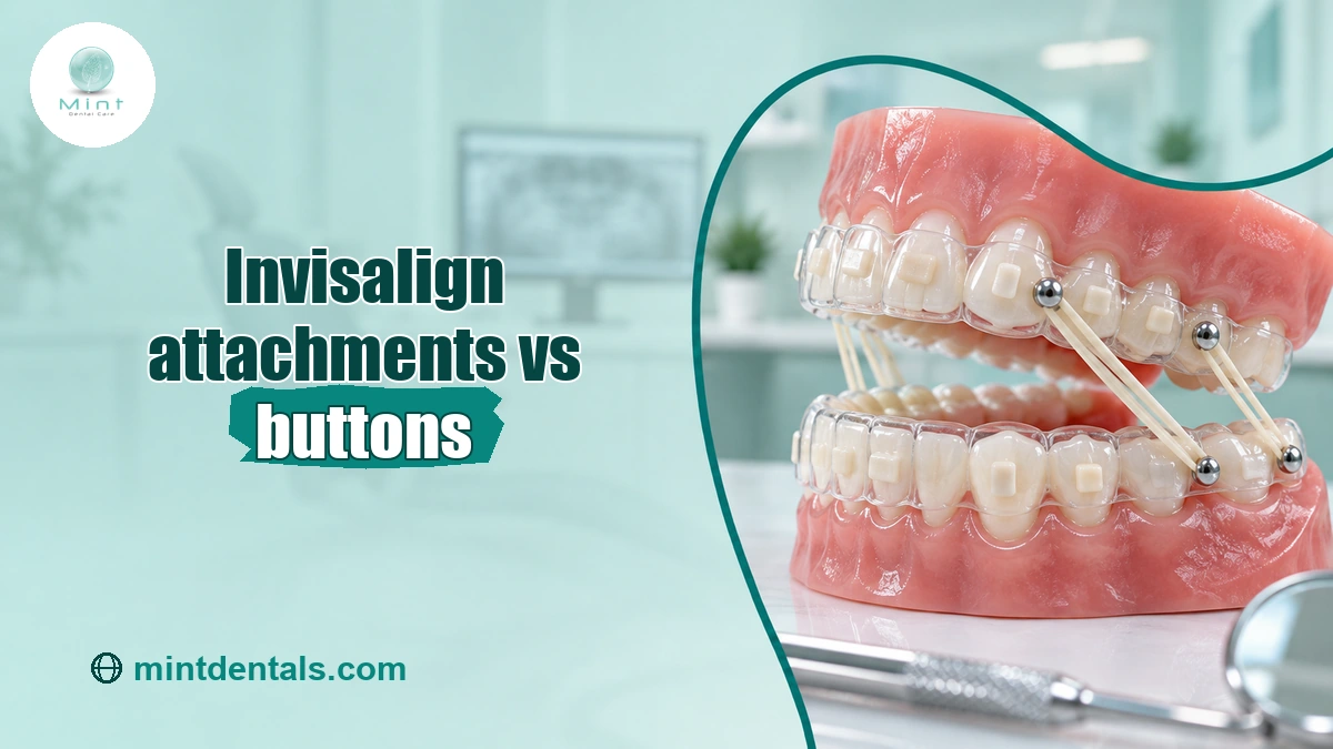 Clear aligner attachments buttons and elastics